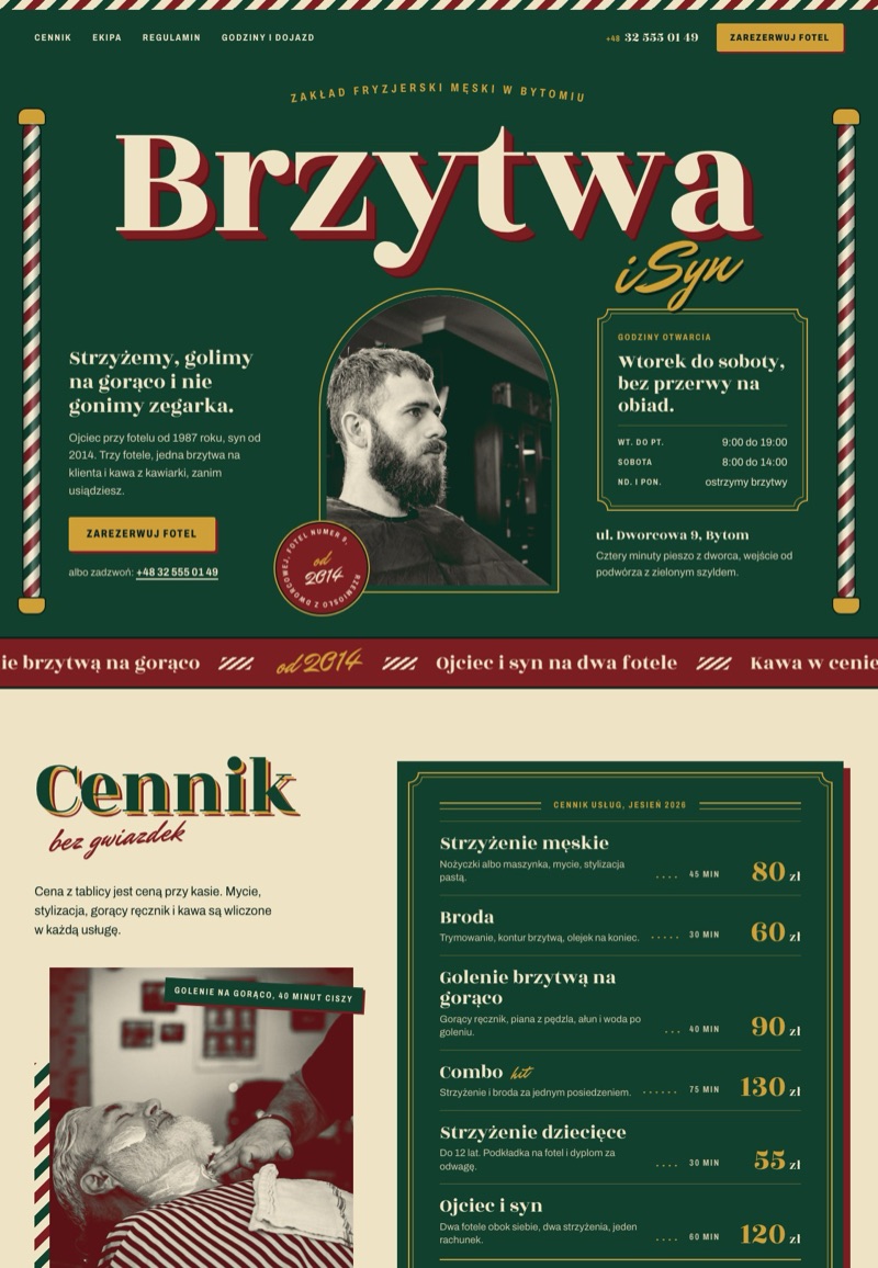 Szablon strony internetowej: Barber Brzytwa i Syn