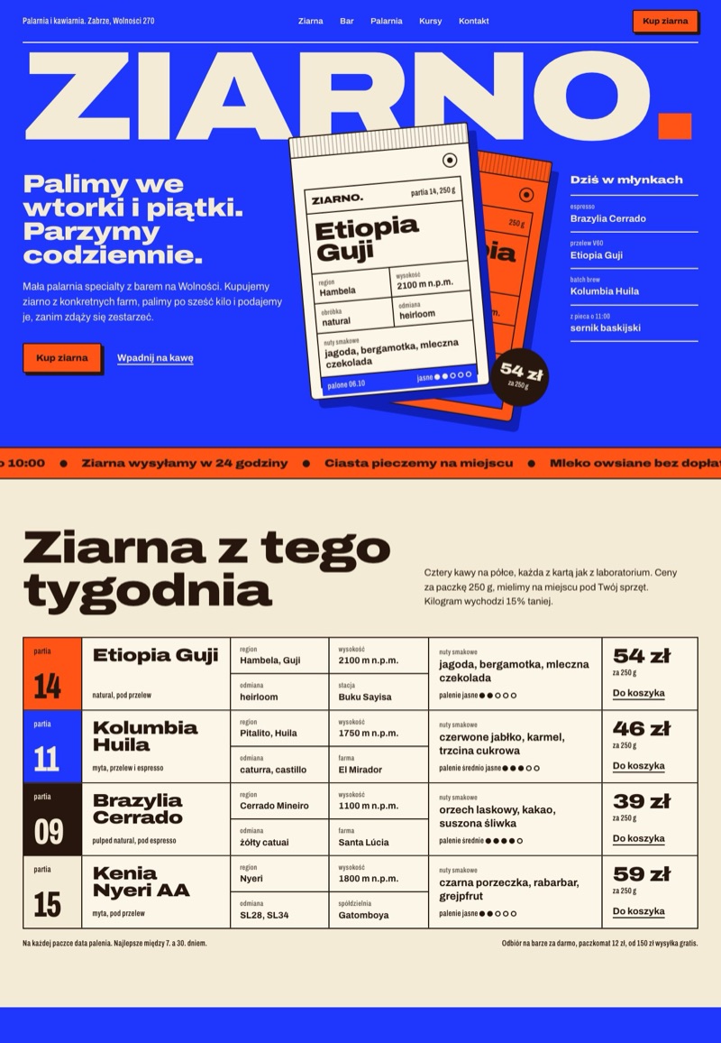 Przykładowa strona internetowa kawiarni zrobiona w Halo Strony