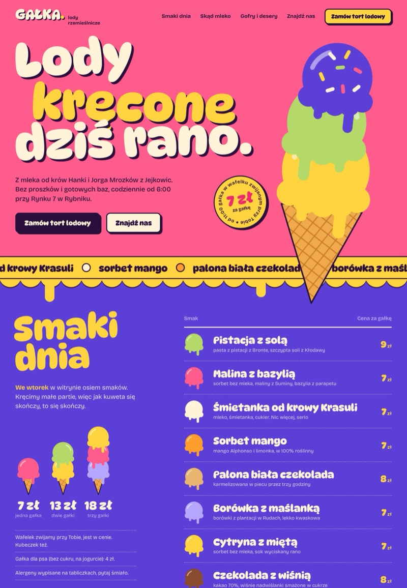 Szablon strony internetowej: Lodziarnia Gałka