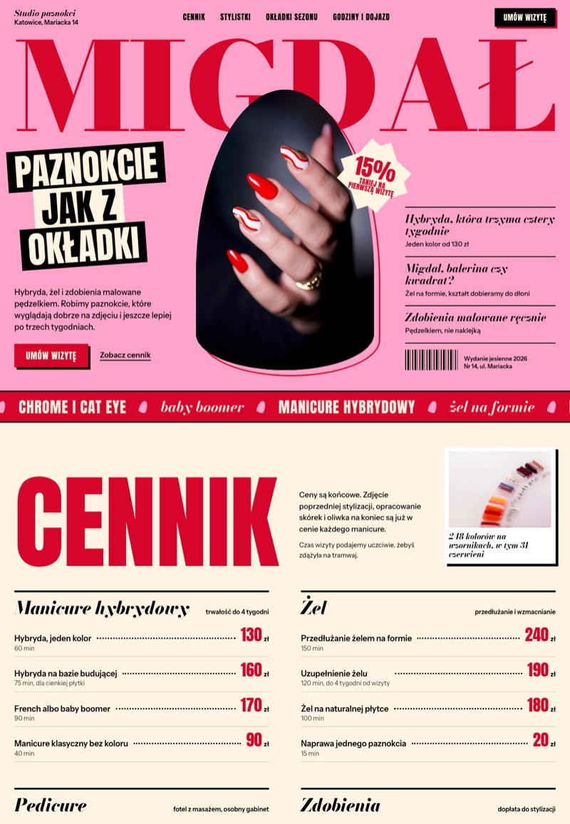 Szablon strony internetowej: Studio paznokci Migdał