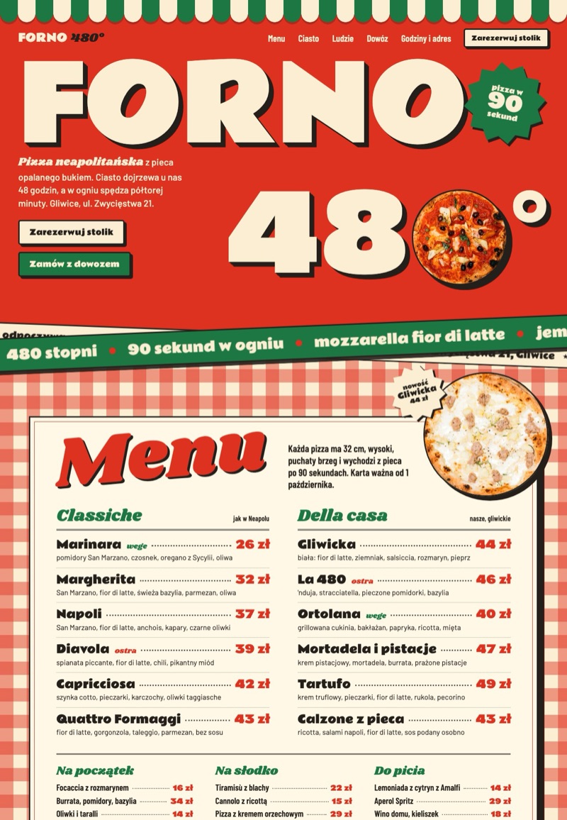 Szablon strony internetowej: Pizzeria Forno 480